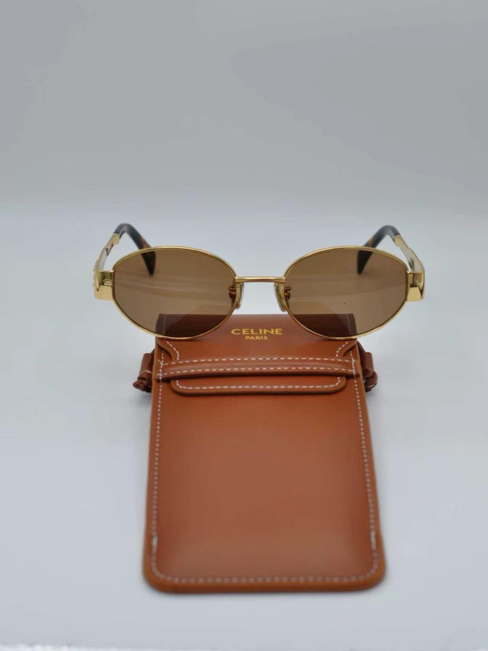 Celine Gold Frame Sunglasses with Brown Lenses